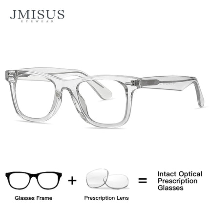 JMISUS Photochromic Optical Eyeglasses for Daily Life Women Men Square Frame Prescription Lenses Lightweight Comfortable Wear