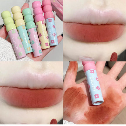 1/5Pcs Candied Fruit Lip Mud Milk Mist Velvet Matte Lip Gloss Long Lasting Not Easy To Stick Cup LipGlaze Almond Brown Pink