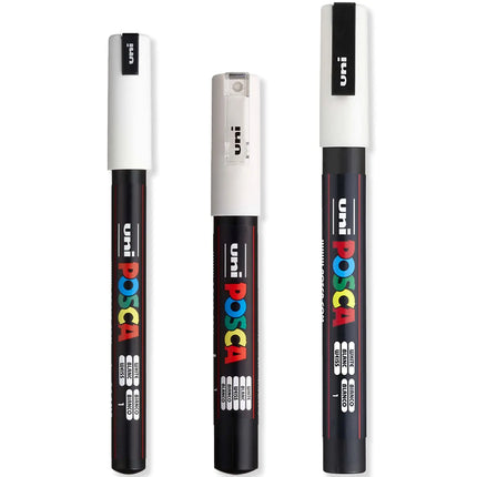 3pc UNI POSCA Marker Pen,White rotulador permanente Black Acrylic Graffiti PC 1M 3M 5M POP Pen For Glass Ceramic Leather Fabric