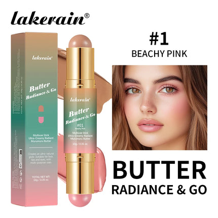 Lakerain Butter Makeup Stick Nature Bronze Colored Matte Effect Moisturizing Smooth Dual-head Design Multi-purpose Makeup Stick