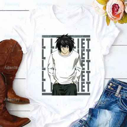 Death Note L Ryuk Summer Shirt Graphic T Shirt Women Tops O-neck Tees Funny Girls Anime Ryuuku Animation Collectable Tshirt