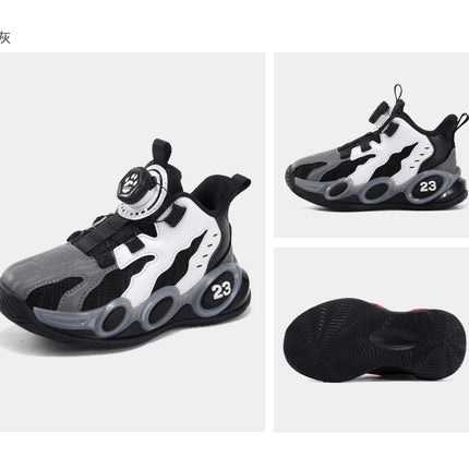 Fashion Basketball Shoes for Kids High-top PU Leather Sports Shoes Children Casual Shoes Boys Girls Comfortable Gym Trainers New