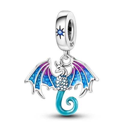 Hot Sale 925 Sterling Silver Sparkling Curled Dragon Charm Fits Bracelet Beautiful Jewelry Accessories Gifts