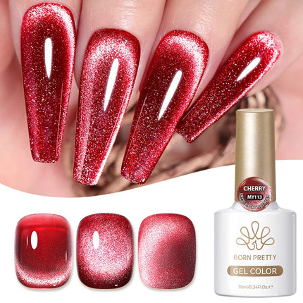 BORN PRETTY 10ml Pink Water Light Cat Magnetic Gel Polish Spaking Glitter UV LED Soak Off Gel Varnish Crystal DIY Manicure