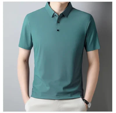 Summer New Men's Short Sleeve Ice Silk POLO Shirt Fashion Simple Men's Business Casual Pullover Large Size 5XL