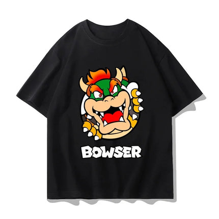 Super Mario Bowser T-shirt Men and Women Summer Cotton Y2K Clothing Fashion Breathable Anime Fans Short Sleeve Tops Streetwear