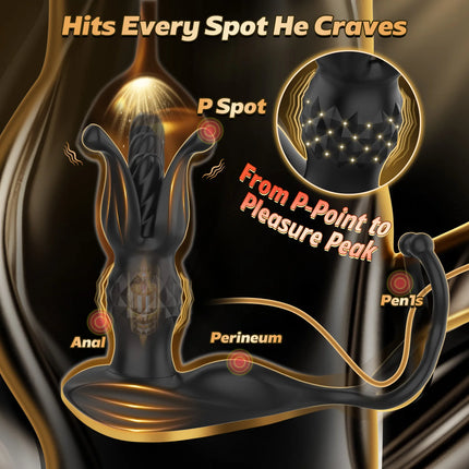 Male Anal Prostate Massager Vibrator Remote Control Thrusting Dildo Vibrating Butt Plug with Cock Ring Sex Toys for Men Women