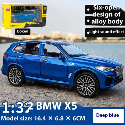 1:32 BMW X5 SUV Alloy Car Diecast Model Sound & Light Pull Back Toy Car Central Control Ornaments Trendy Display Ornament Toy