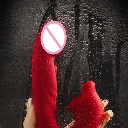 3In1 Telescopic Rotating Vibrators Dildo GSpot Clitoral Dual Stimulator Waterproof Women Tongue Licking Finger-Flapping Sex Toys