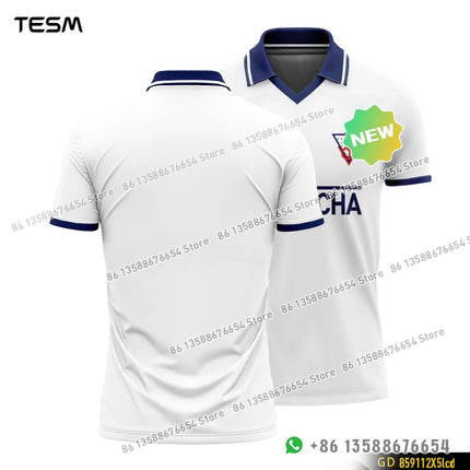 TESM Summer Vintage POLO Shirt Men Stripe Sports V-neck T-shirt Street Trendy Short Sleeve 3D HD Print T-shirt