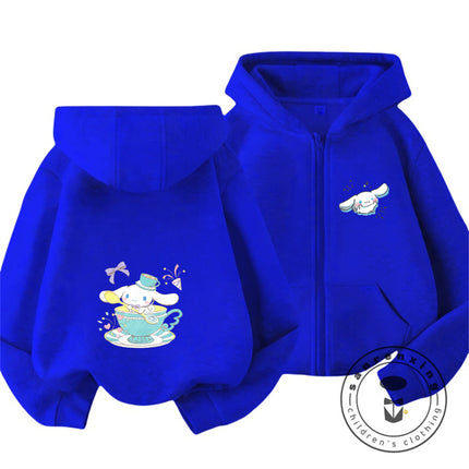 Boys Girls 2026 Autumn Winter Cinnamoroll Zipper Hoodie 3-14Y Cute Kawaii Street Cartoon Hot Fashion Outdoor Casual