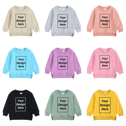 2026 Custom 1-7T Kids Sweatshirt Warm Thicken Fleece Pullovers Clothes Korean Baby Boys Girls Comfortable Hoodies Tops Clothing
