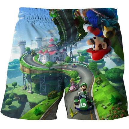 New Super  Beach Shorts Cartoon Animation Marios 3d Print Boys Casual Board Shorts Children's Marios Sports Pants Swimming Pants
