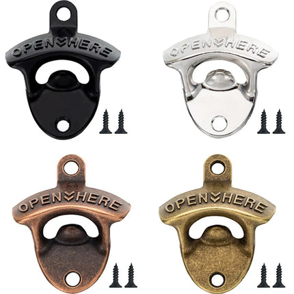 1Set Vintage Wall Mounted Wine Beer Bottle Opener Tool Keyring Bar Drinking Kitchen.