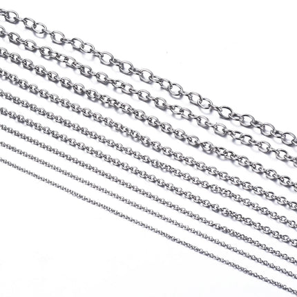1Pcs Width1.5-4.5mm Stainless Steel Cross O Chain  Women Men Necklace Finding Pendant DIY Wholesale Jewelry 40-100cm Dropship