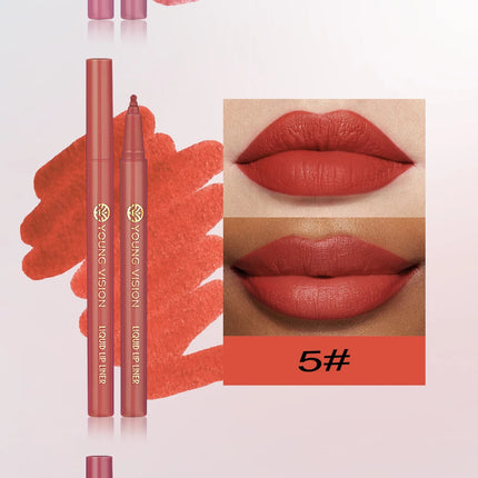 12 color matte liquid lipliner sponge gourd head fog surface bare color waterproof lip glaze red pen