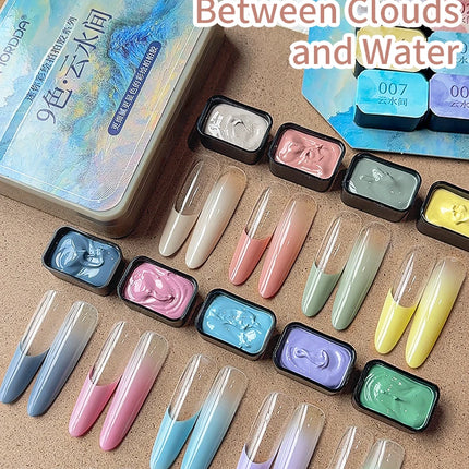 MORDDA 9 Colors Patting Glue Smudge Canned High Saturation Popular Semi-Solid Nail Polish Glue Women's Salon Manicure DIY