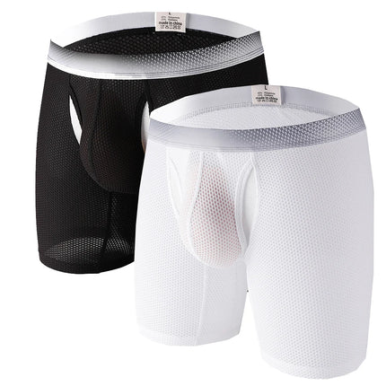 1pcs/2pcs/3pcs Long Leg Boxer Shorts for Men in Breathable Mesh Fabric Sport Underwear