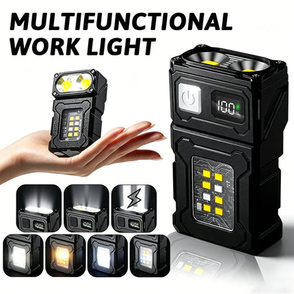 MINI USB Rechargeable LED Flashlight Portable Tail Magnet Work Light Super Bright Camping Lantern Side COB Emergency Torch Light