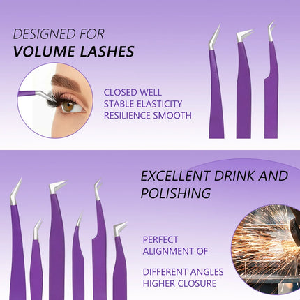 1PC Eyelashes Tweezers Stainless Steel Curved Straight Superhard Tweezers High Precision Anti-static Tweezers for Eyelashes
