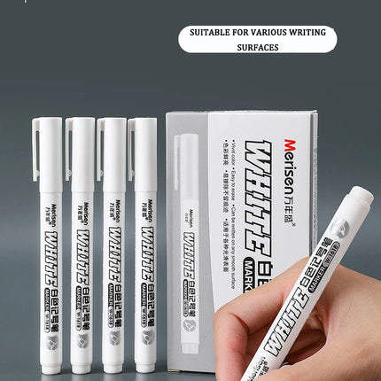 1/5pcs White Permanent Paint Pen Fine Head White Marker 1mm Quick-Drying Oil Waterproof Graffiti Pens Tire Fabric Wood Painting