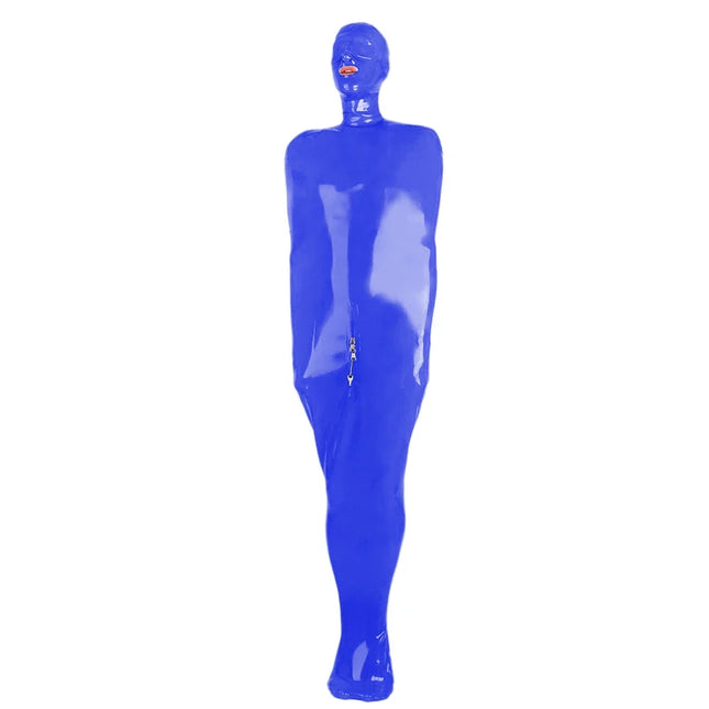 Natural & flexible adults latex bondage bag adults PVC sleeping sack open head and attached front zipper Fetish Rubber Suit