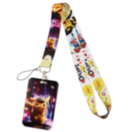 Anime Characters Card Holder Cute Gengar Lanyard Keychain ID Credit Bus Card Cover Hang Rope Lariat Lanyard Key Rings Fans Gifts