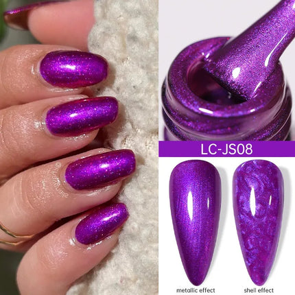 7ml Metallic Gel Nail Polish Red Chrome Effect Soak Off Varnish Semi-Permanent Nails Art Manicure Base Top Coat and Magnetic