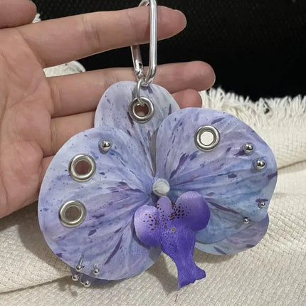 Exquisite Phalaenopsis Orchid Lily Keychain Creative Simulation Flower Bag Pendant Fashion Backpack Decoration Accessories Gifts