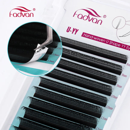 Fadvan U Shaped YY Parallel Flower Fake Eyelashes Cosplay Double Tips Lashes 2D YY Lashes Premade Fans Volume False Lash Makeup