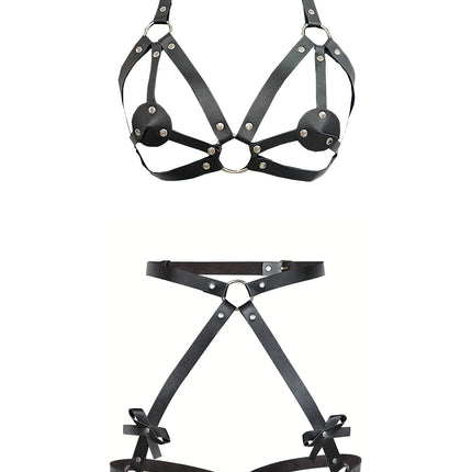 Women PU Leather Chest Harness Sexy Lingerie Fetish Erotic Waist Leg Garters Belts Gothic Sexual Suspenders Clothing Accessories