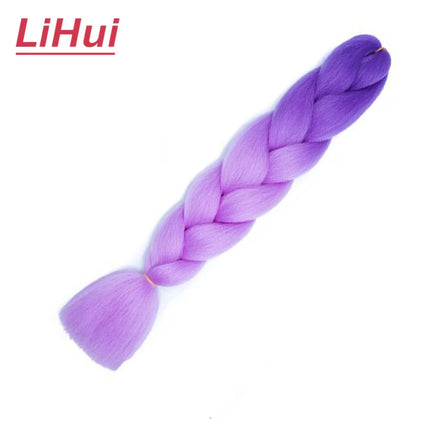 24 Inches Synthetic Braiding Hair Jumbo BraidOmbre Jumbo Hair Extension For Women DIY Hair Braids Purple Pink  Yellow Gray Lihu