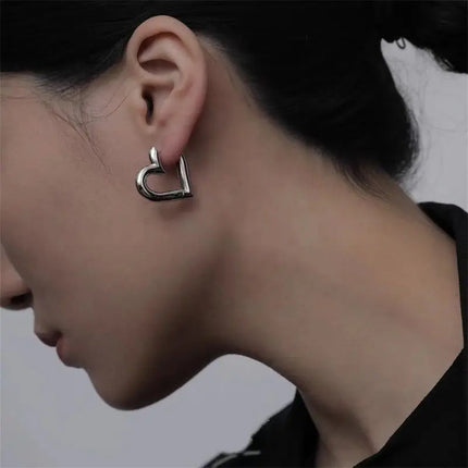 925 Sterling Silver Heart LOVE Wedding Hoop Earrings for Women Engagement Luxury Jewelry Accessories Gifts