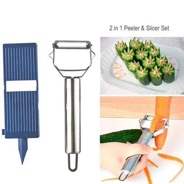 2-in-1 Peeler Slicer Set Kitchen Peeler Shredder Vegetable Cutter Potato Carrot Grater Tool Kitchen Gadgets and Accessories Cooking