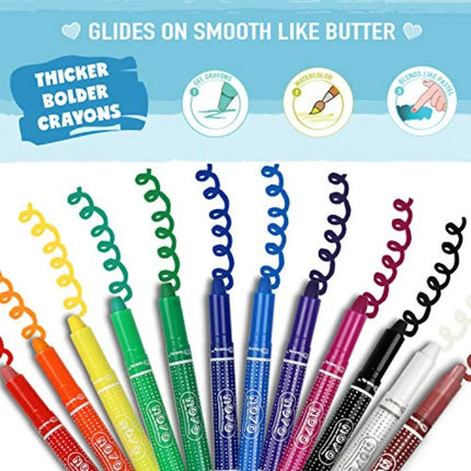 Washable Crayons 12 Colors, and Toddler Crayons, Watercolor, Non Toxic, 3 in 1, for Ages 4-8
