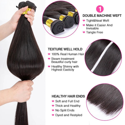 Bone Straight Human Hair Bundles with Closure Vietnamese Virgin Hair Weaves Straight Bundles with 4x4 Lace Closure For Extension
