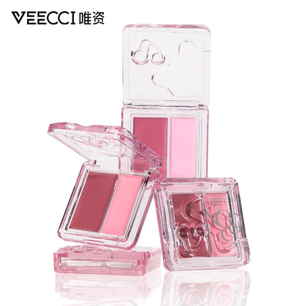 VEECCI Dual-color Watery Blush Cream Multi-functional Matte Cheek Rouge Creamy Moisturizes Longlasting Naturally Brighten Makeup