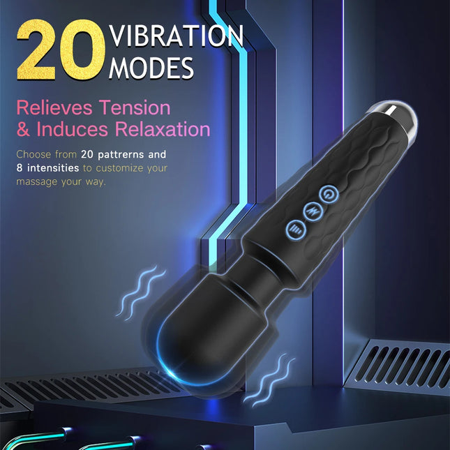 Powerful Vibrator Women's Magic Wand USB Rechargeable Waterproof Clitoral G-Spot Massager Sex Toy for Adults