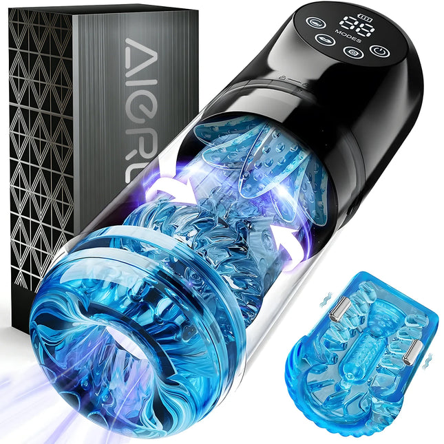 AIERLE Automatic 6-in-1, 7 Rotating Sucking and Licking Modes Male Masturbator, Vacuum Penis Pump, Vagina Masturbation Sex Toy for Men