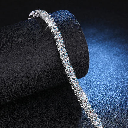 Women's Full-Row Moissanite Bracelet - PT950 Platinum, High Quality, 0.1Ct Each Stone, 17cm/18cm Size