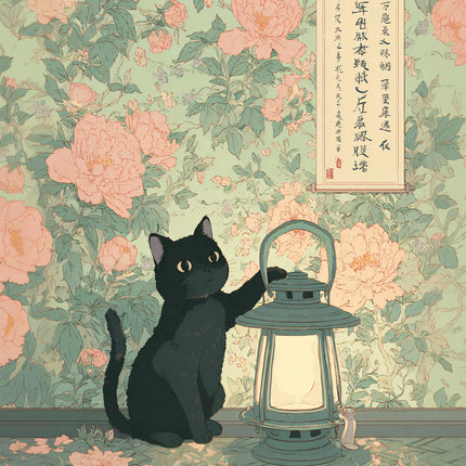 Japandi Black Cat Poster Minimalist Asian Cat Prints Canvas Painting Minimalist Japanese Wall Art Pictures Home Room Decoration