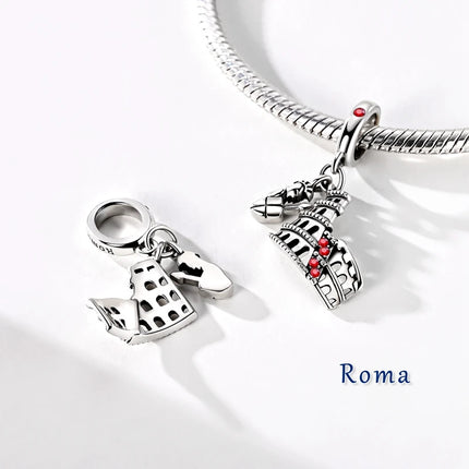 Original 925 Sterling Silver Charms Paris Eiffel Tower Charms Bead Pendant Fit Bracelets Bangle Necklaces Women DIY Jewelry Gift