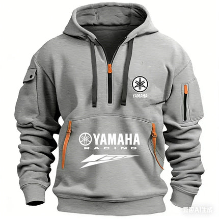 2026 New Yamaha Logo Racing Motorcycle Racing Outdoor Sports Men's Half Zipper Pocket Women's Large Hoodie