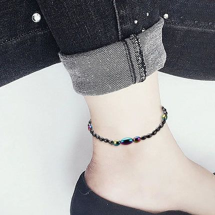 Magnetic Weight Loss Effective Anklet Bracelet Black Gallstone Hematite Stimulating Acupoints Therapy Arthritis Pain Relief