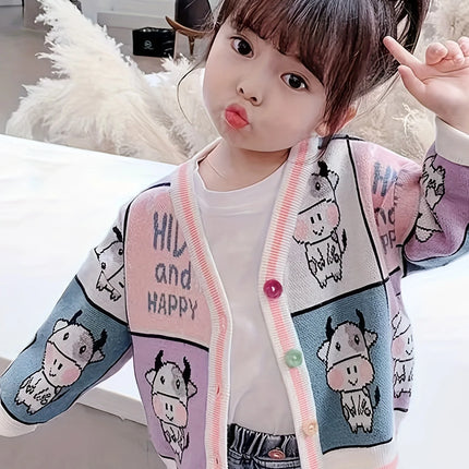 Girls' Cardigan Sweater New Spring and Autumn Style Children's Stylish Jacket Korean Version 1-3 Year Old Baby Girl Knitwear Autumn Outfit