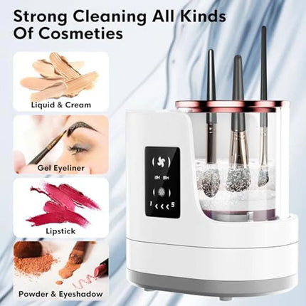 3-in-1 Electric Makeup Brush Cleaner & Dryer Fully Automatic Quick-Drying Tool No Damage to Brush Bristles Beauty Accessory