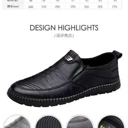 Mens Leather Loafers Non Slip Walking Flats Breathable Outdoor Slip on Casual Shoes for Male Work Office Driving Sneakers2