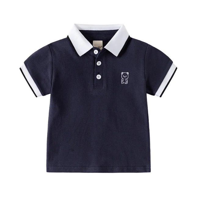 Children's short-sleeved T-shirt 2025  boys polo shirt baby half-sleeved embroidery top tide Korean version  children's clothing