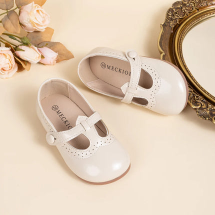 Toddler Little Kid Girls Mary Jane Flats Comfortable Perforated Leather Strap Casual Dress Shoes Versatile Party School Shoes