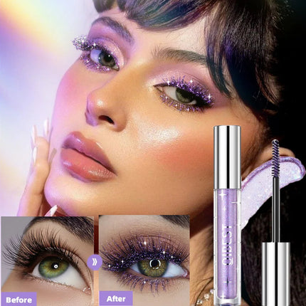 Halloween Sparkling Gold Diamond Mascara Glitter Pearlescent Small Metal Bar Waterproof Fast Dry Eyelash Curl Extension Makeups